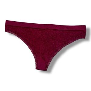 Victorias Secret thong panty wine color medium​ NWT​